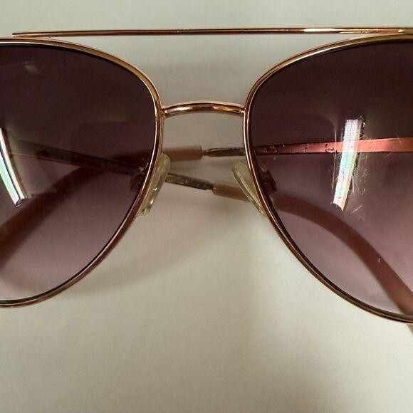 Judith Leiber Aviator Sunglasses Rose Gold Pink Gradient Crystal Accent JL main image 4